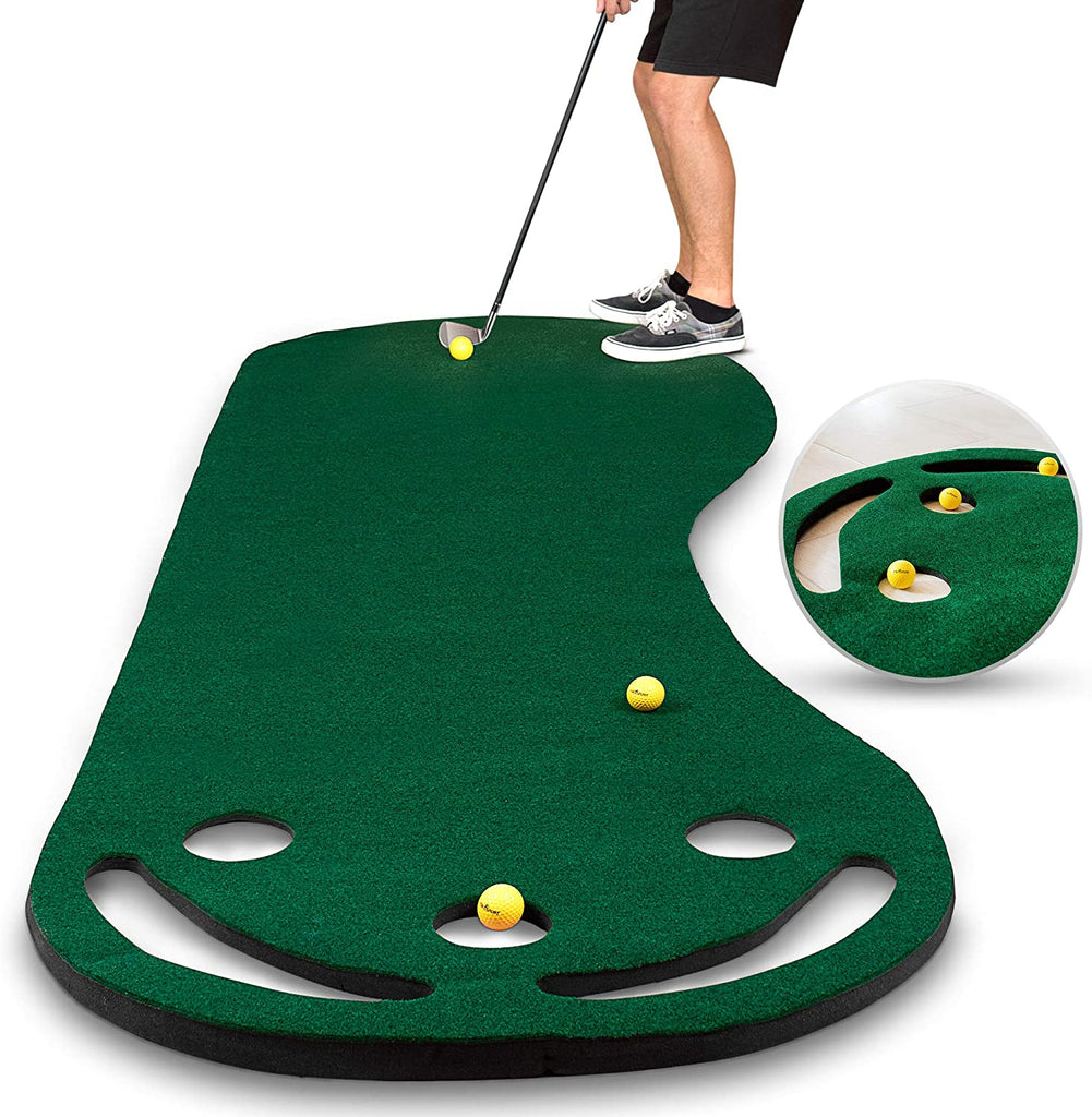Golf Putting Green Grassroots Mat - 9ft by 3ft – Includes Free 3 Yellow Golf Balls