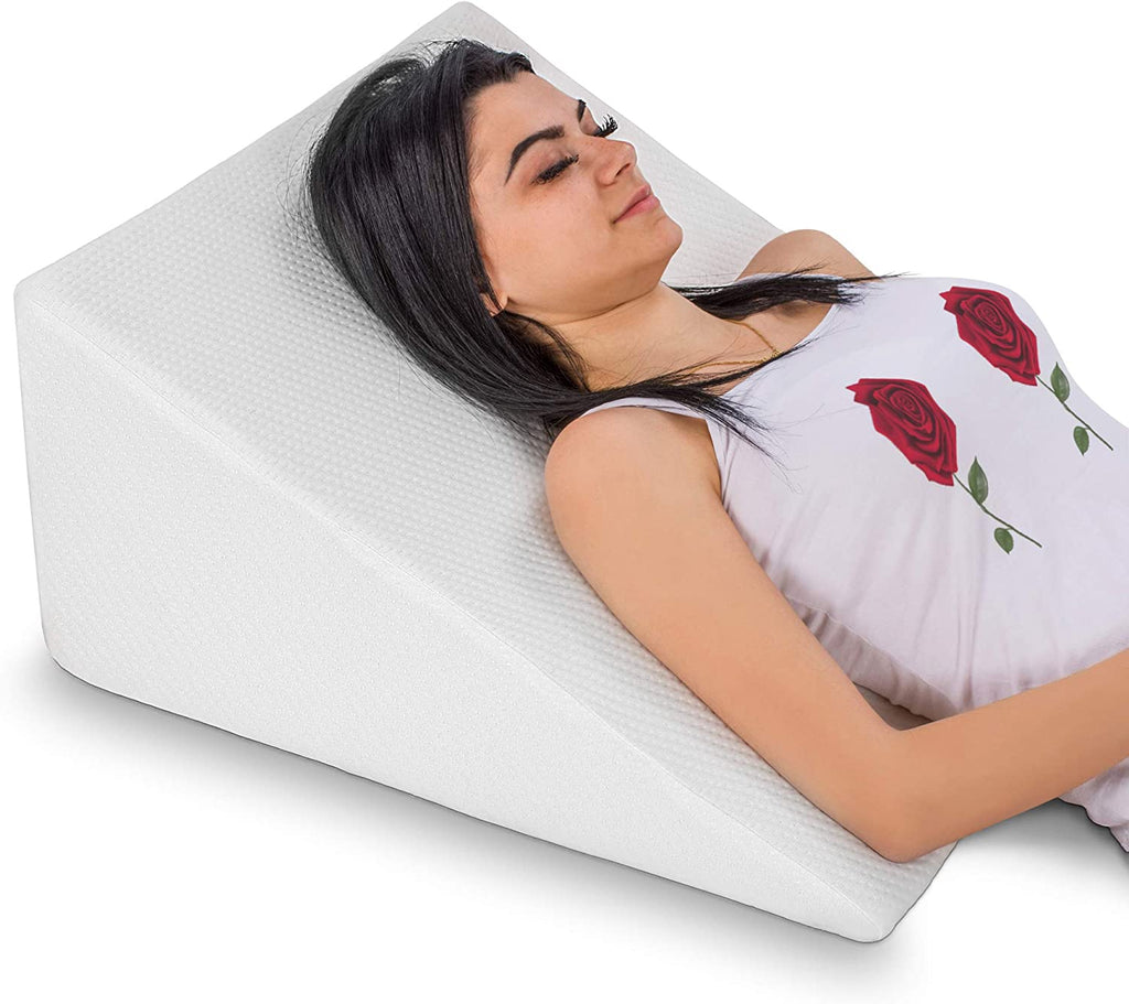 Abco Tech Bed Wedge Pillow with Memory Foam Top – Reduce Back Pain, Snoring, Acid Reflux & Respiratory Problems
