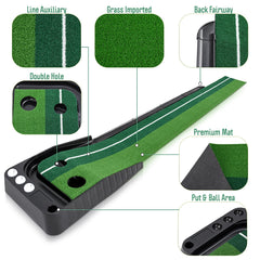 Indoor Golf Putting Green Portable Practice Mat Auto Ball Return 9.85'
