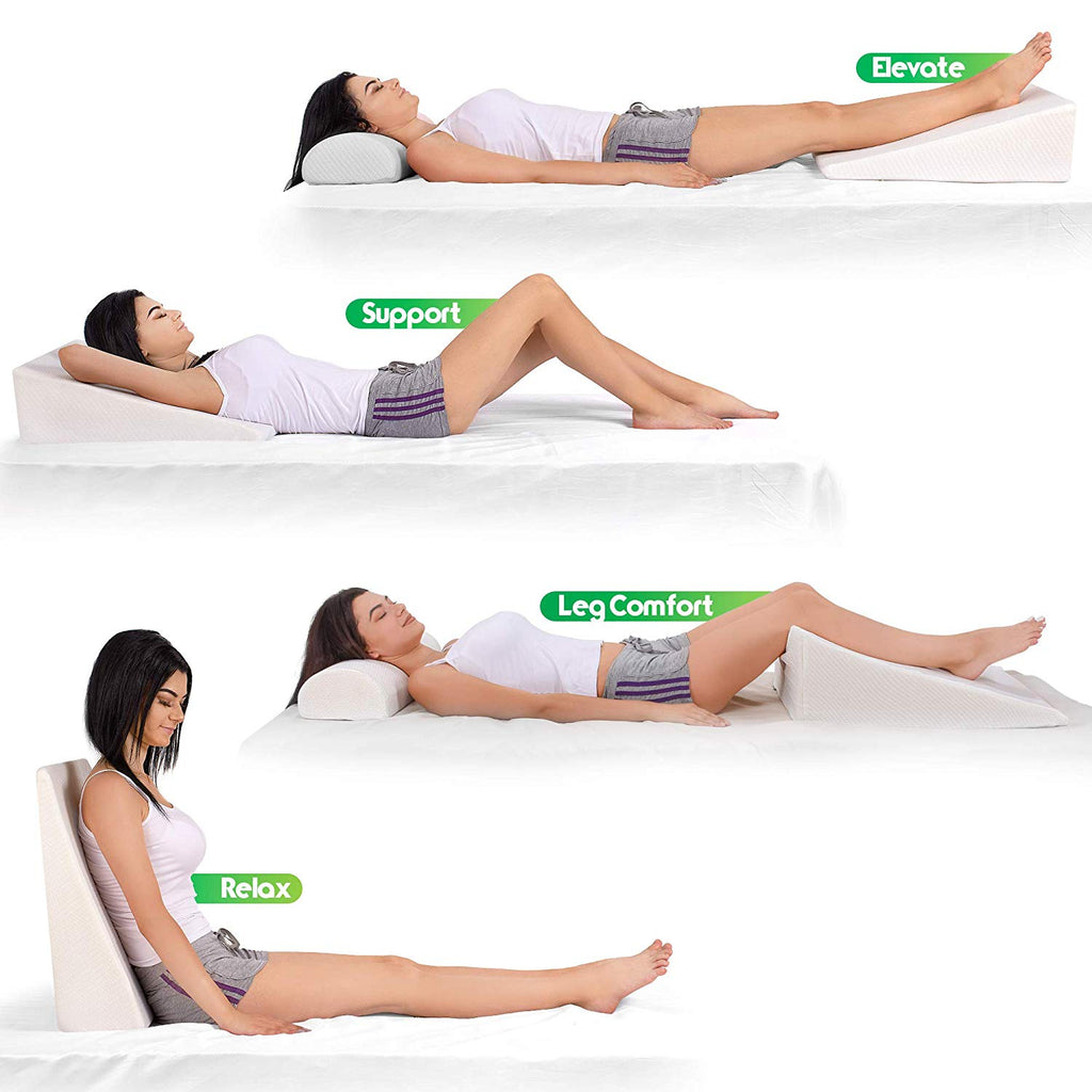 Abco Tech Memory Foam Knee Pillow Wedge, Leg Pillow with Cooling Gel, Wedge  Pillow with Hypo-Allergenic Washable Cover