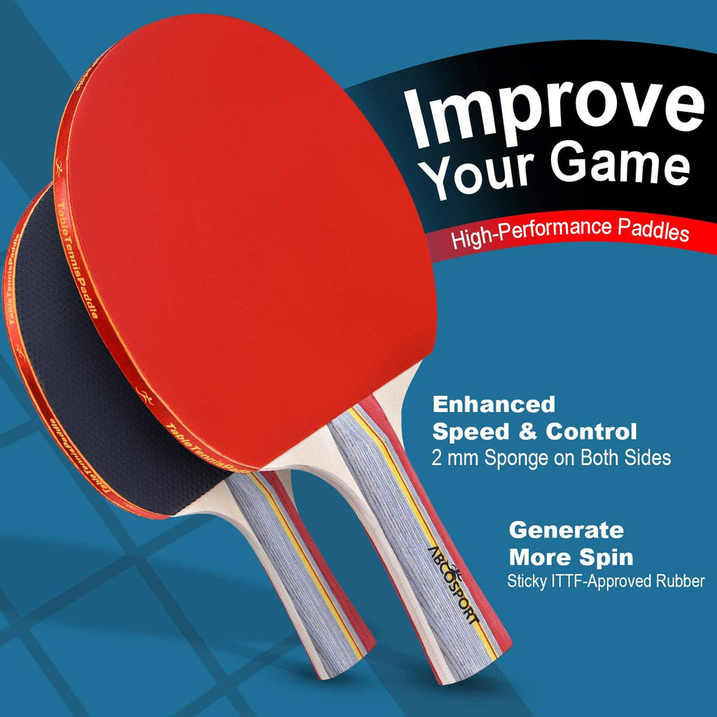  FBSPORT Ping Pong Paddle Set, Table Tennis Set with 4
