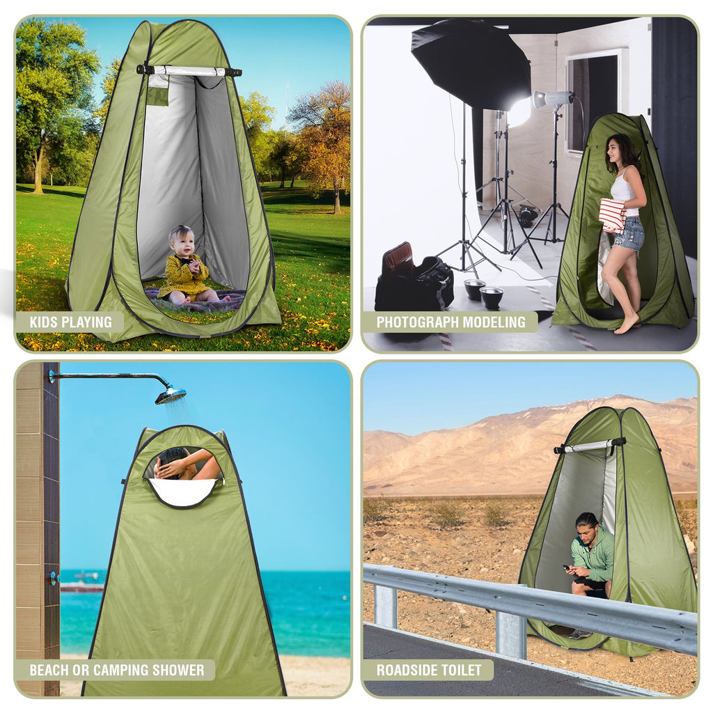 Instant Pop Up Green Privacy Tent with Carrying Bag & Built-In Storage Bag