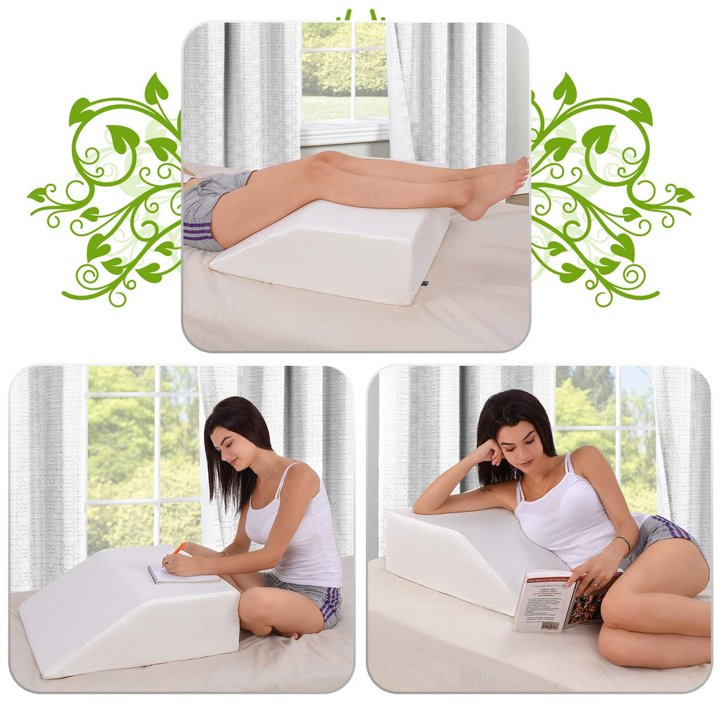Abco Tech Leg Elevation Pillow with Memory Foam Top Leg Rest 8 Inch Height Wedge
