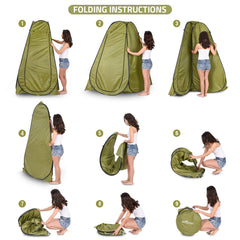 Instant Pop Up Green Privacy Tent with Carrying Bag & Built-In Storage Bag