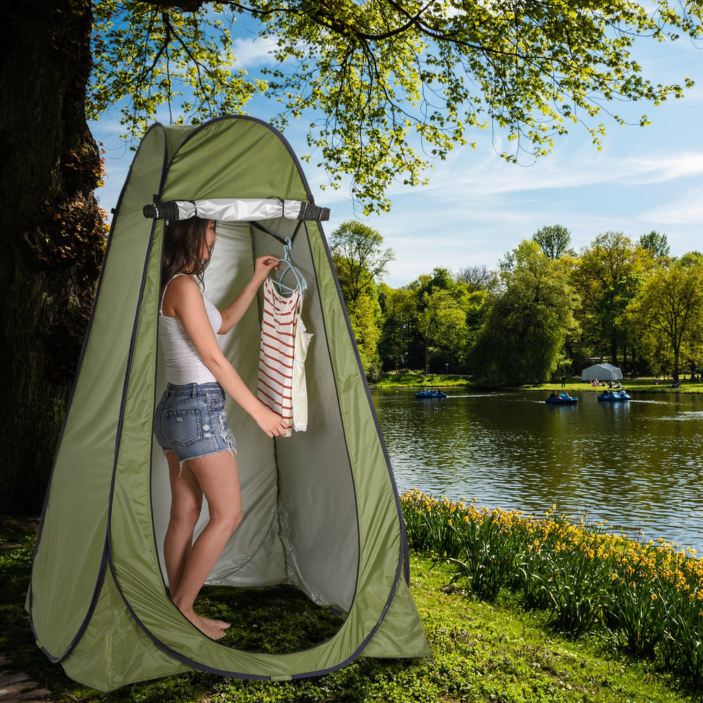 Instant Pop Up Green Privacy Tent with Carrying Bag & Built-In