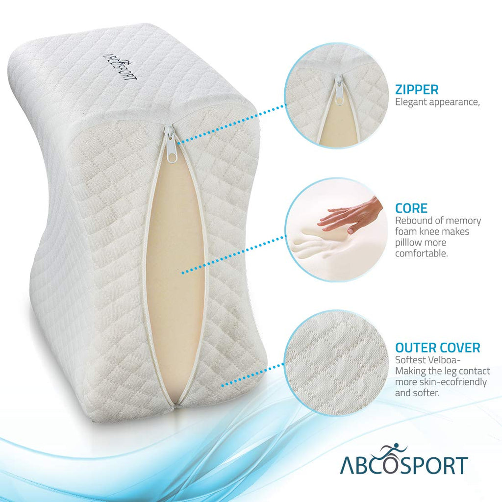 Memory Foam Knee Pillow with Cooling Gel Leg Pillow Wedge With Cover – Abco  Tech